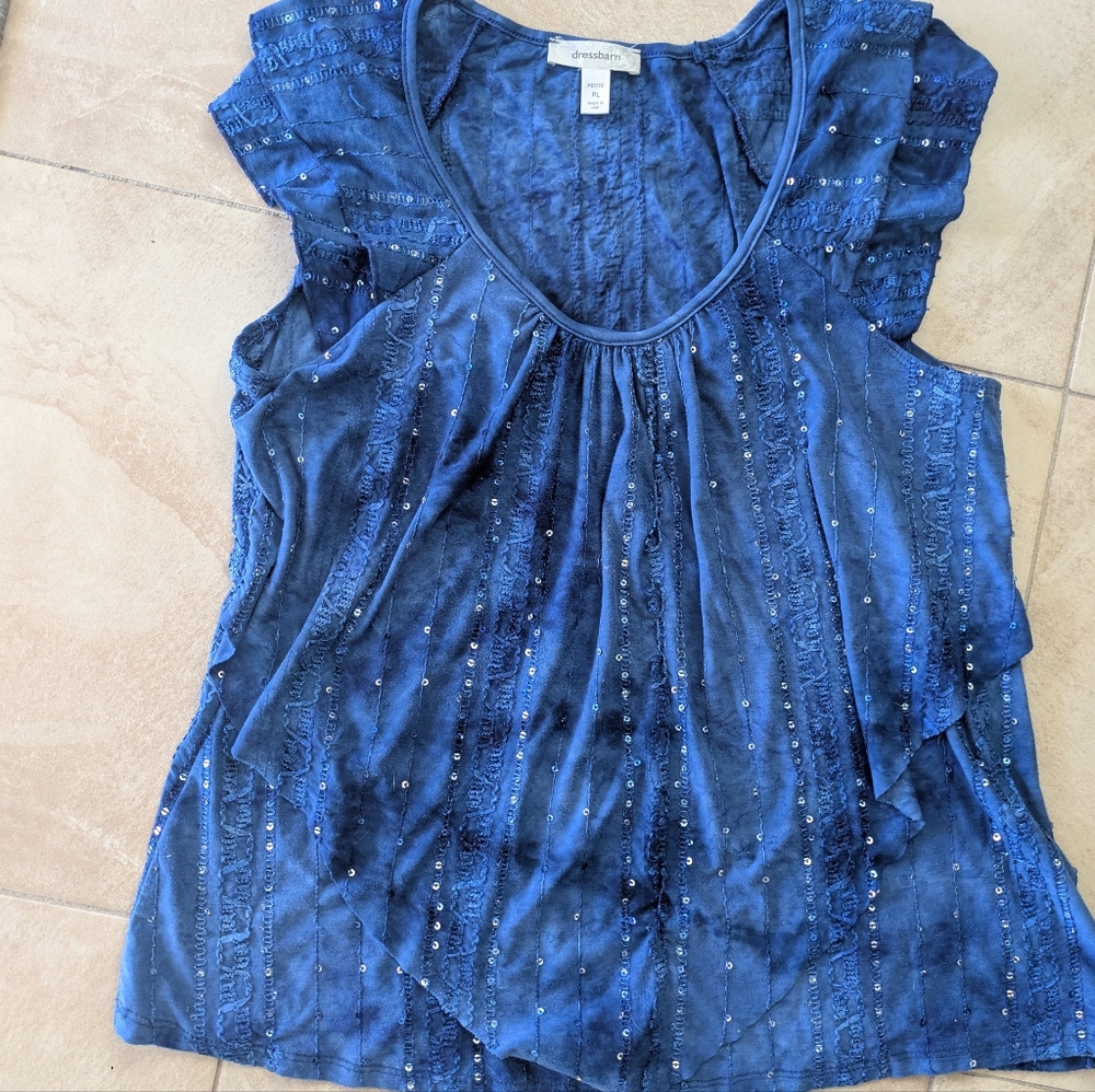 Dressbarn Sparkling Navy Blouse
